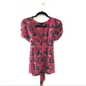 Floral Tie back button up blouse
